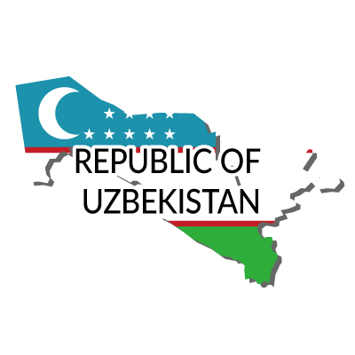 ウズベキスタン共和国無料フリーイラスト｜英語・国旗付